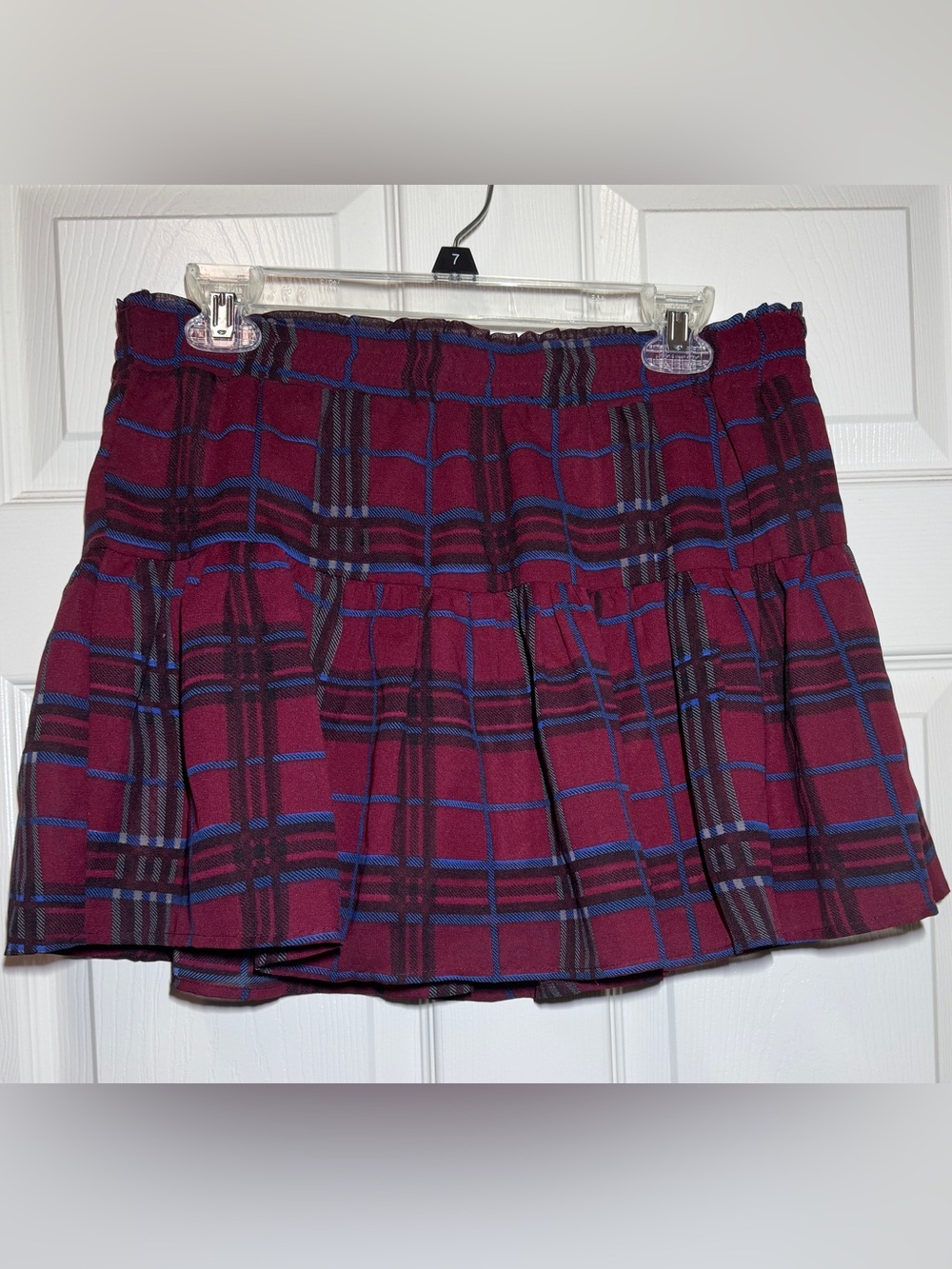 Bongo Y2K Women's Burgundy Plaid Mini Skirt - NEW